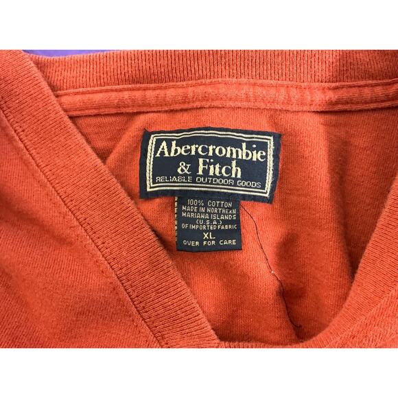 Abercrombie & Fitch Men's Muscle Fit L/Sleeve V-Neck Sweater XL Orange Big Moose - Picture 7 of 7